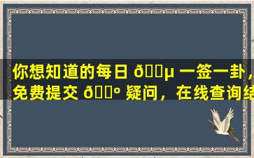 你想知道的每日 🌵 一签一卦，免费提交 🌺 疑问，在线查询结果
